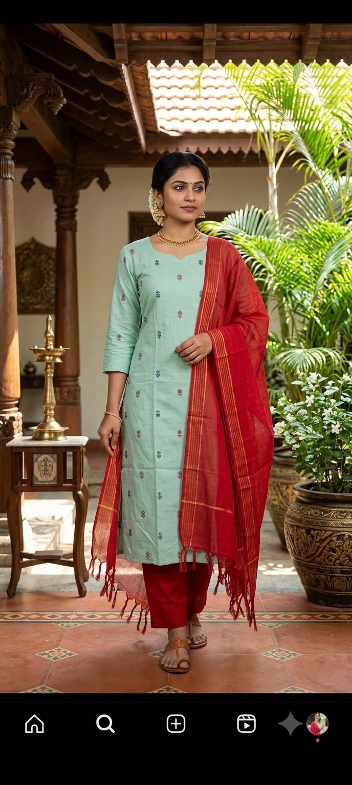South cotton handloom 3 pc set